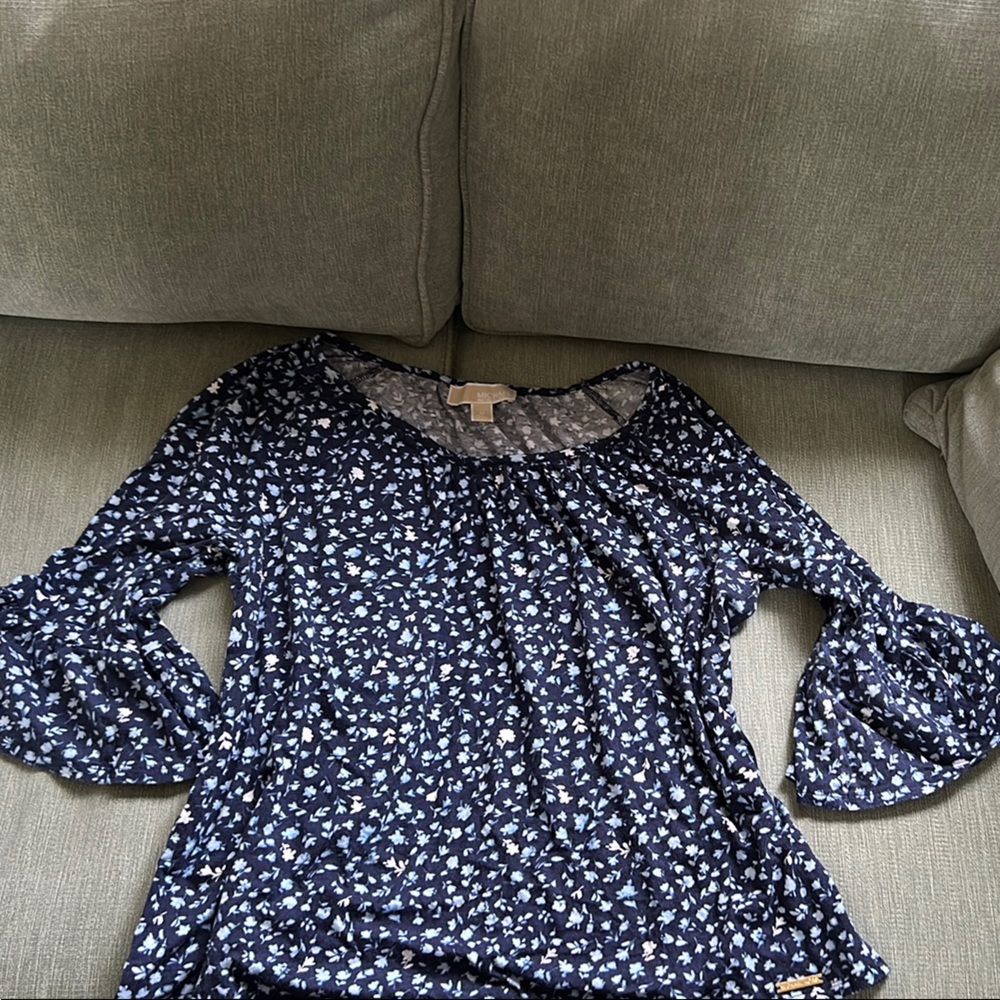 Michael Kors Blue Ruffled Blouse